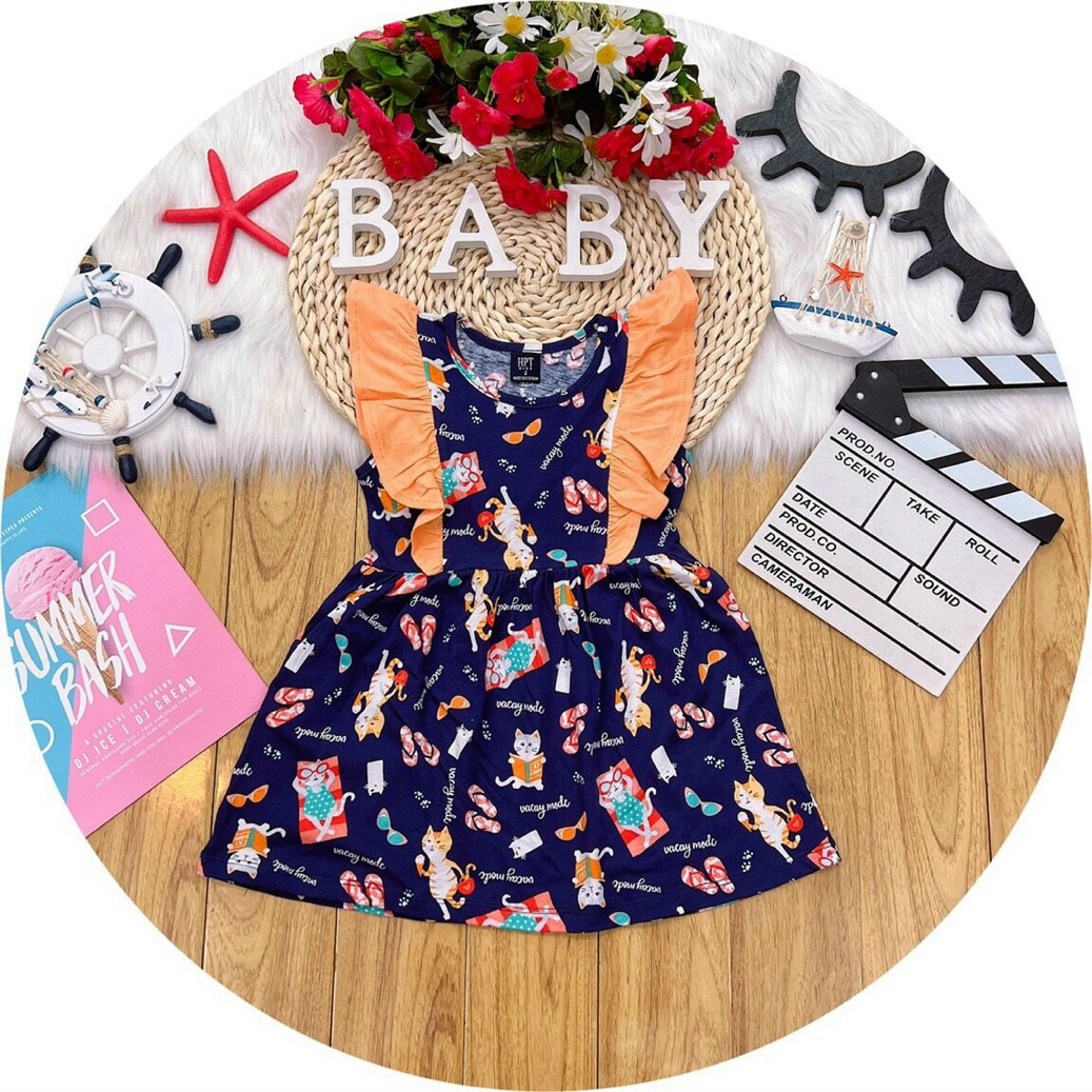 Váy thun cánh tiên bé gái _vải cotton 4 chiều