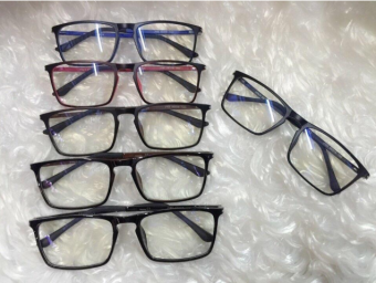 Kính giả cận gọng đen thời trang dẻo (Đen).