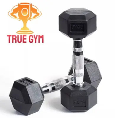 [BULKY]Hex Dumbbell Rubber Coated Chrome Dumbbell / Home Gym / Indoor Gym/Fitness/Weights (Not Sold in pair) (2)