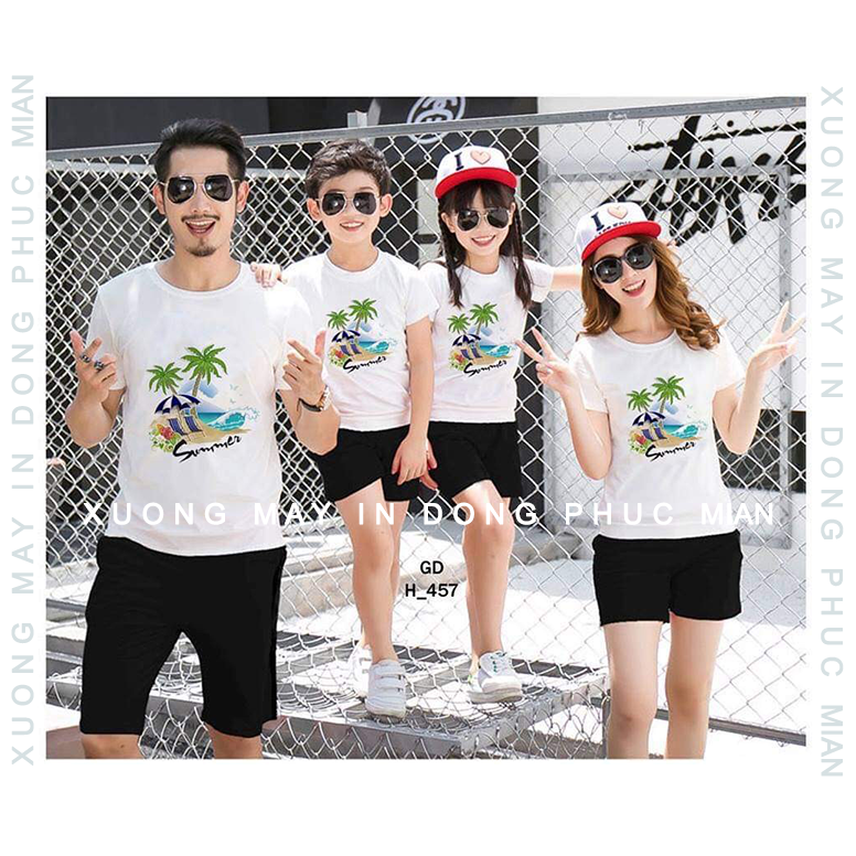 Áo gia đình 3/4/5 người Đồ đi biển thun cotton dày dặn Đồng phục gia đình - SUMMER