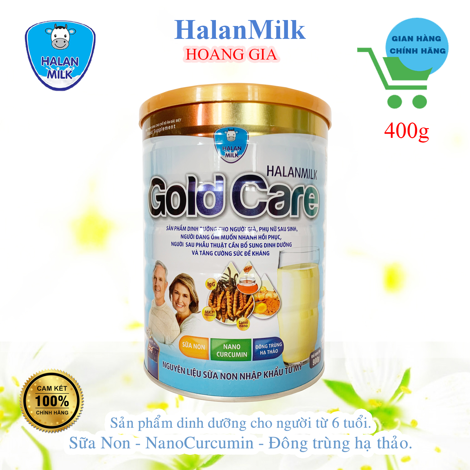 Sữa Gold Care Halan Milk - Đông Trùng Hạ Thảo - Nano Curcumin