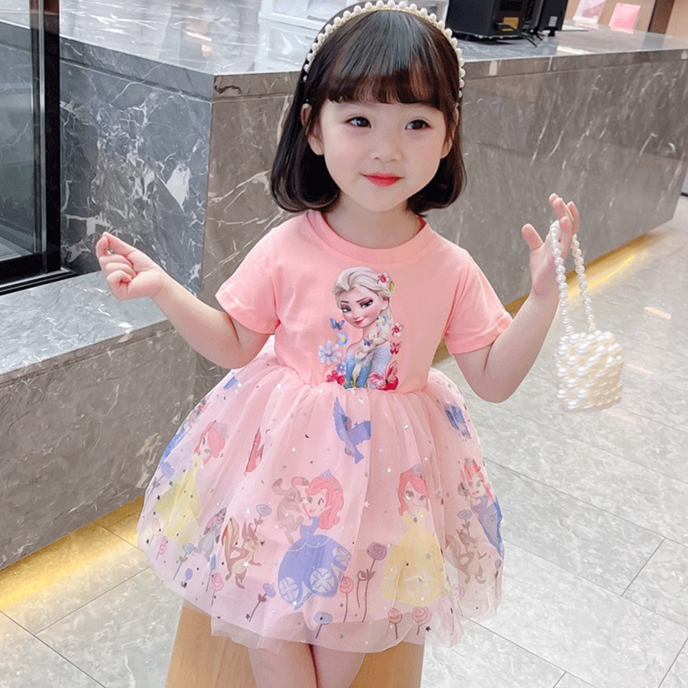 Đầm công chúa Elsa voan phồng xinh xắn, dễ thương cho bé gái 10-28 kg