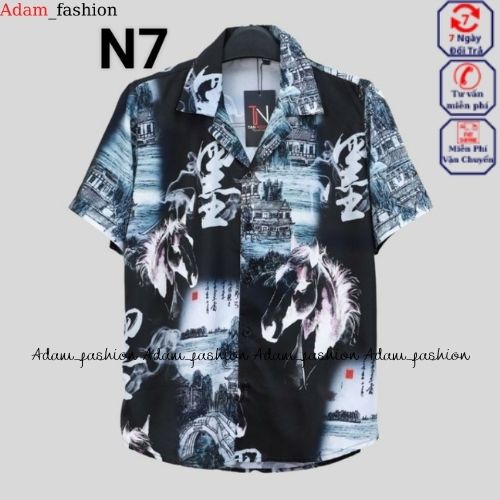Áo sơ mi ngắn tay nam cổ vest họa tiết, kiểu sơ mi tay ngắn form rộng cổ vest và cổ đức adam_fashion