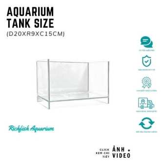 Bể Kính D20xR9xC15cm Nâng Đáy 2cm Nuôi Cá Betta (Kính mới trong, mài xiết cạnh, dán dấu keo thẩm mĩ)