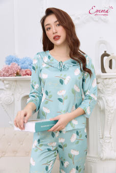Đồ Bộ Mặc Nhà Lụa Áo Tay Lỡ, Quần Dài Emma ETLU.21.015.16