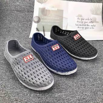 Giày nhựa dẻo Lỗ tổ ong đi mưa  bít mũi nam nữ (Xanh Ghi) - GL006