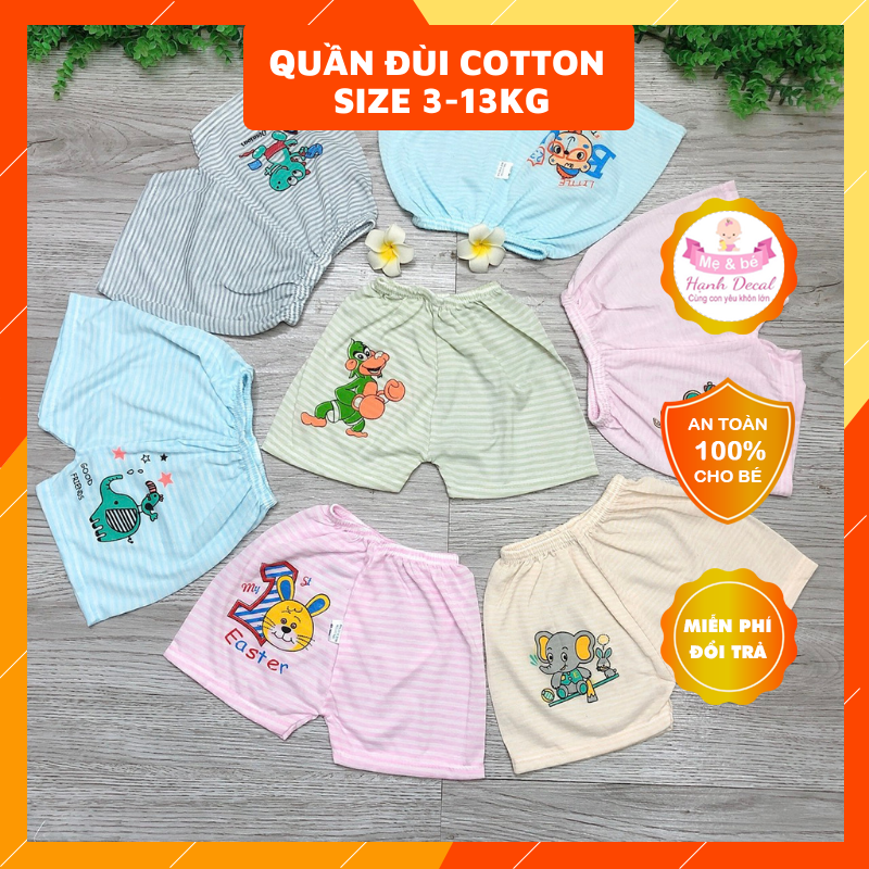 Quần chục đùi cotton kẻ size 3-13kg cho bé trai/gái