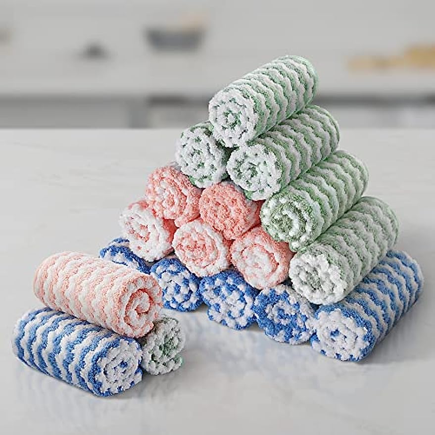 Cheers.US 5Pcs Kitchen Dish Towels, Polyester Kitchen Towels and  Dishcloths, Dish Cloths for Washing Dishes Dish Rags for Drying Dishes  Kitchen Wash Clothes and Dish Towels 