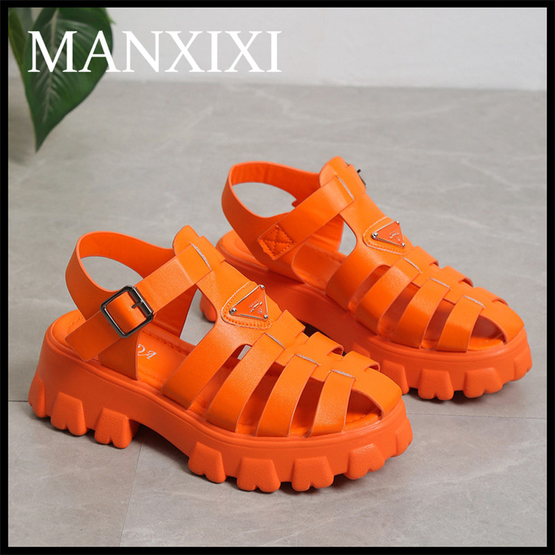 MANXIXI Thời Trang Phụ Nữ Kẹo Màu 1.97 Inches Trung Cao Gót Phẳng Dép Nêm (Kích Thước 35-43)