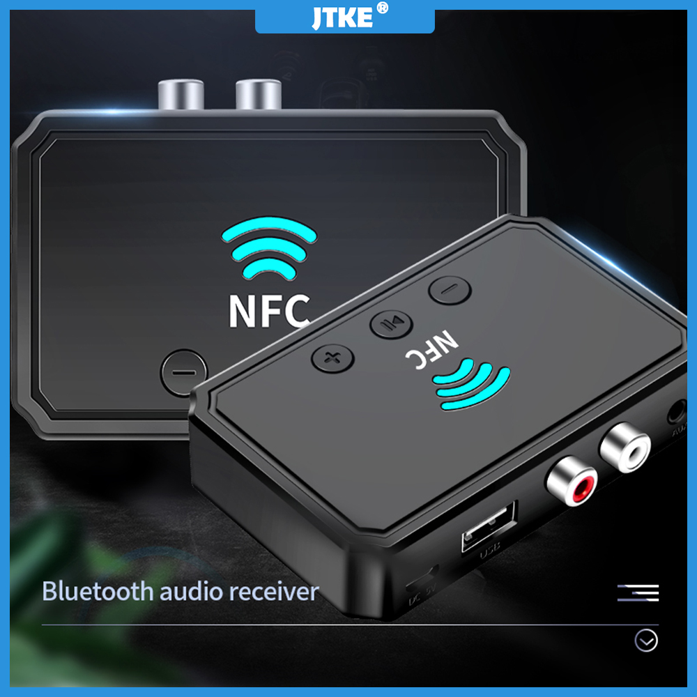 JTKE Bộ Thu Âm Thanh NFC Bluetooth 5.0 Bộ Chuyển Đổi Âm Thanh Bluetooth Âm Thanh Nổi Không Dây Âm Thanh Nhạc AUX RCA 3.5Mm Cho Loa Xe Hơi