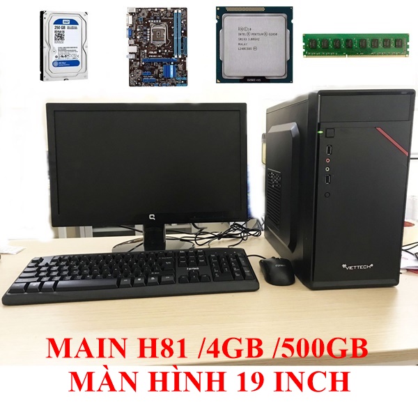 Bộ máy tính văn phòng h81 g3250 /8gb /ssd120gb màn hình 19 inch