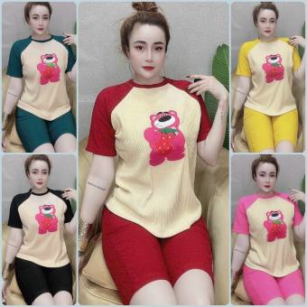 Đồ Bộ Lửng Gấu Dâu Vải Đũi Xốp Nhật Mềm Mại - Freesize Dưới 58kg - Đồ Bộ Mặc Nhà Xinh Xắn - Shop Nguyên Khánh Store