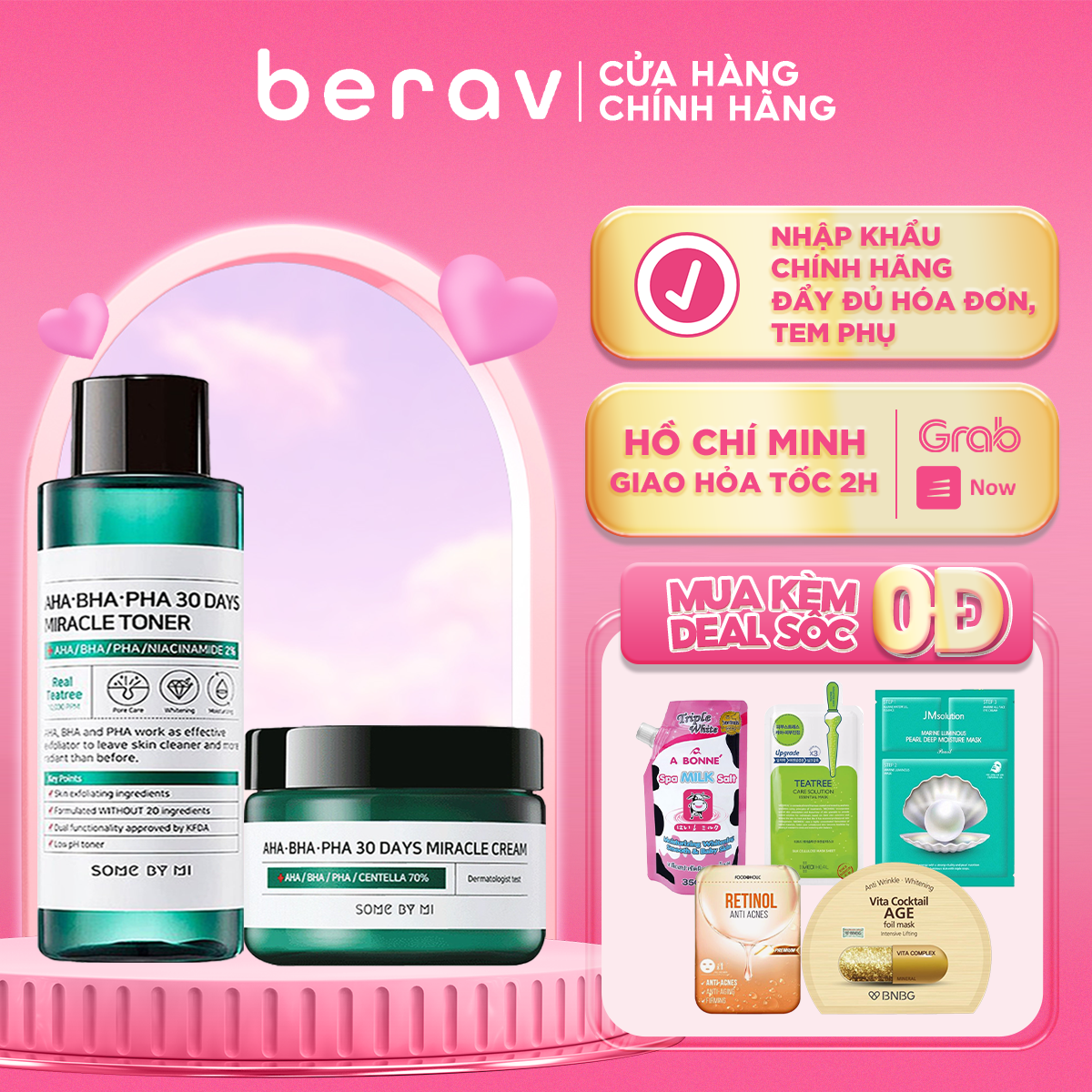 Bộ toner + kem dưỡng Some By Mi giảm mụn "thần kỳ" Aha-Bha-Pha 30 Days Miracle (Toner + Cream)
