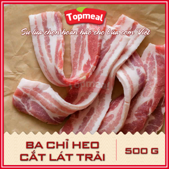 HCM - Ba chỉ heo cắt lát trải (500g) (Tỷ lệ thịt/mỡ là 6/4) - Thích hợp với các món nướng, xông khói, xào, nhúng lẩu - [Giao nhanh TPHCM]
