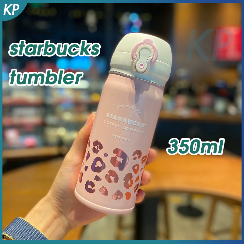 Starbuck Cốc Giữ Nhiệt Cốc Cốc 350Ml Bình Nước Thương Hiệu Đồng Thương Hiệu In Hình Báo Màu Hồng Dễ Thương Hộp Quà Tặng Cho Trẻ Em Cốc Nắp Bật Hàn Quốc