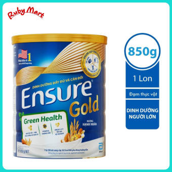 Sữa Ensure Hạnh Nhân Gold Green Health Đạm Thực Vật Lon 850g