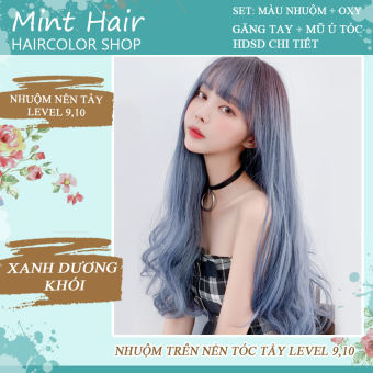 Kem Nhuộm Tóc Thảo Dược Xanh Dương Khói Xám - Nhuộm Nền Tóc Tẩy, Bạch Kim level 9 , 10