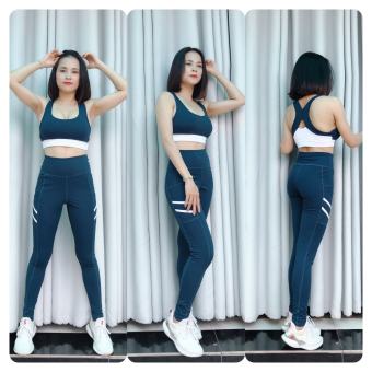 Bộ Đồ Tập Thể Thao Nữ Áo Bra Quần Dài Có Túi Tập Yoga Tập Gym Aerobic Thun Lạnh Cao Cấp