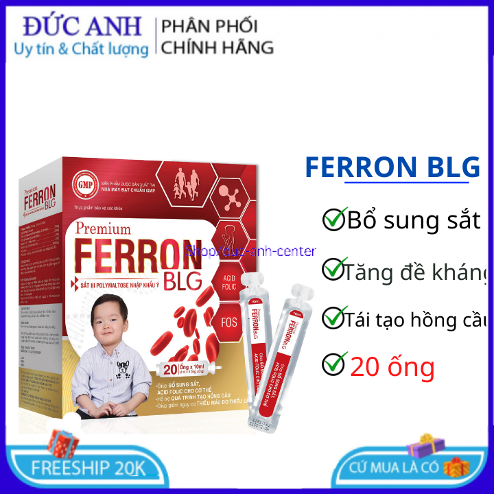 Siro uống bổ sung sắt ferron blg- hộp 20 ống