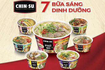 Bộ sưu tập 7 bữa sáng: Phở bò nguyên miếng/ hủ tiếu bò kho Chinsu/Miến sườn/ miến gà hầm măng gói 132g