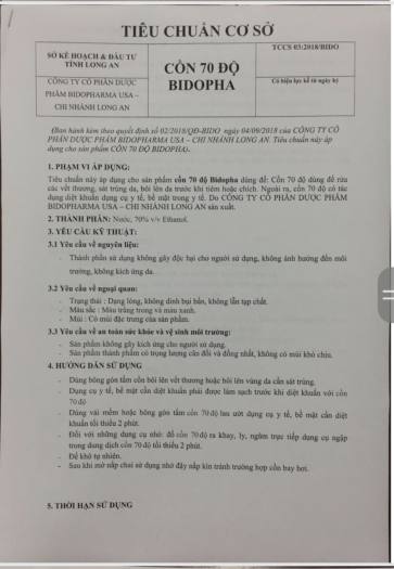 Cồn sát khuẩn 70 độ  BIDOPHAR vòi xịt phun sương rửa tay kháng khuẩn chai 1000ml (1 lít)