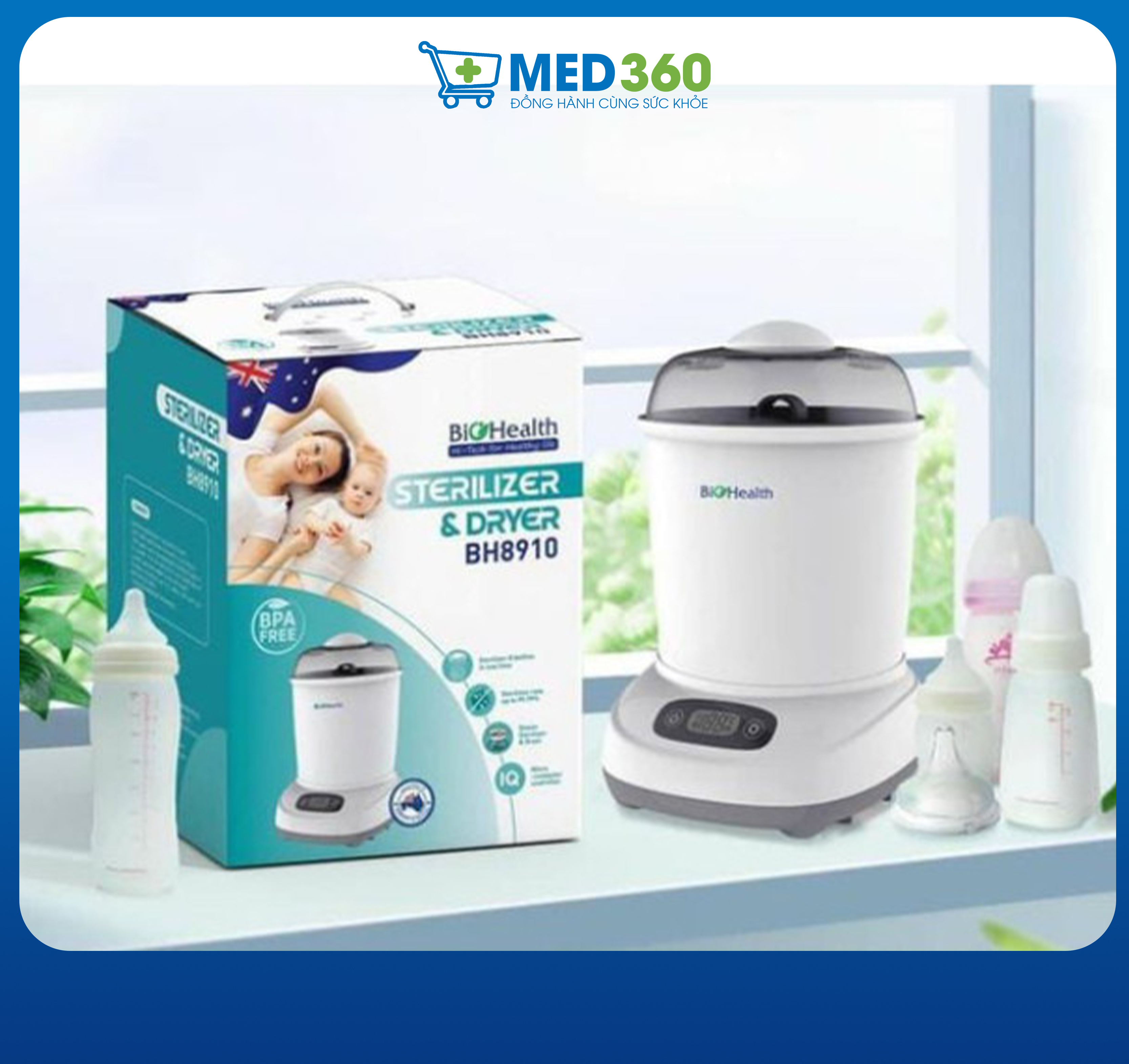 Máy tiệt trùng sấy khô bình sữa biohealth bh8910 - tbyt med360