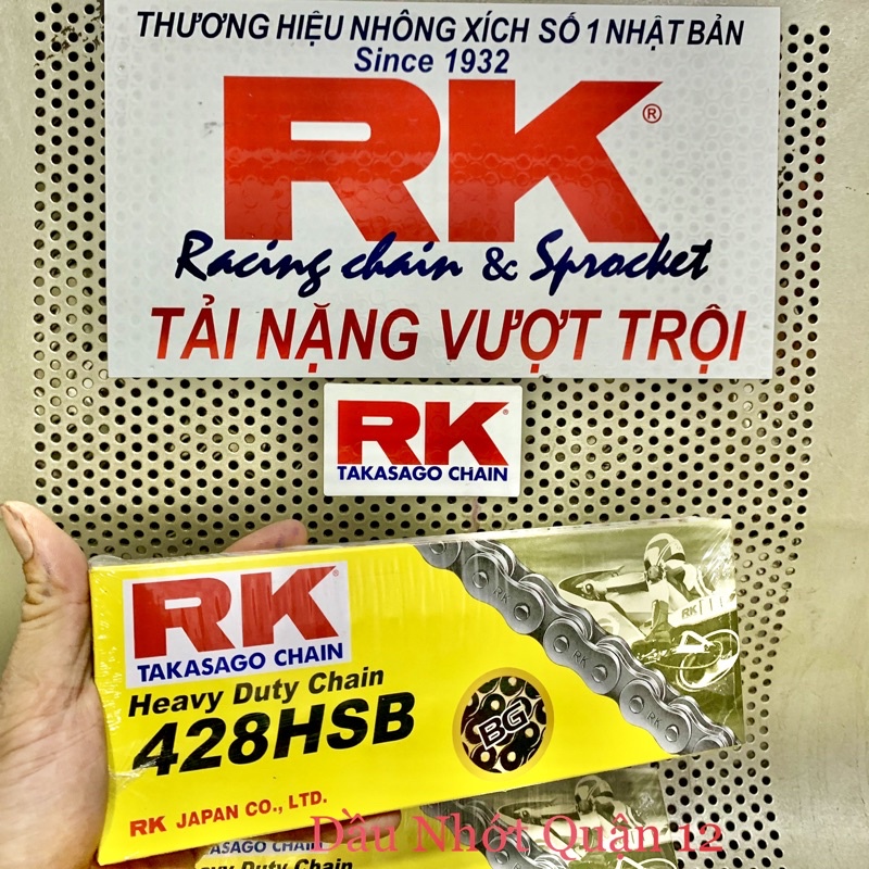 Sên - xích rk đen vàng chính hãng 428sb 428hsb - 124l 132l không phốt cao su - black / gold - rk takasago japan