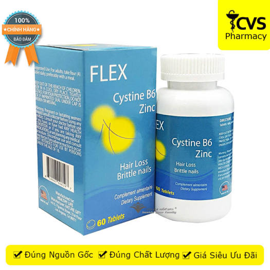 FLEX CYSTINE B6 ZINC - Viên uống chống rụng tóc đồng thời giúp mọc tóc nhanh trở lại và bóng mượt hơn cvspharmacy