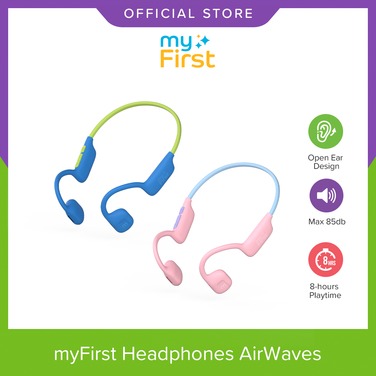 myFirst Headphones Airwaves - Air Conduction Headphones for Kids and Adults Wireless BT Connection Over-The-Ear Headphones Safe for Kids