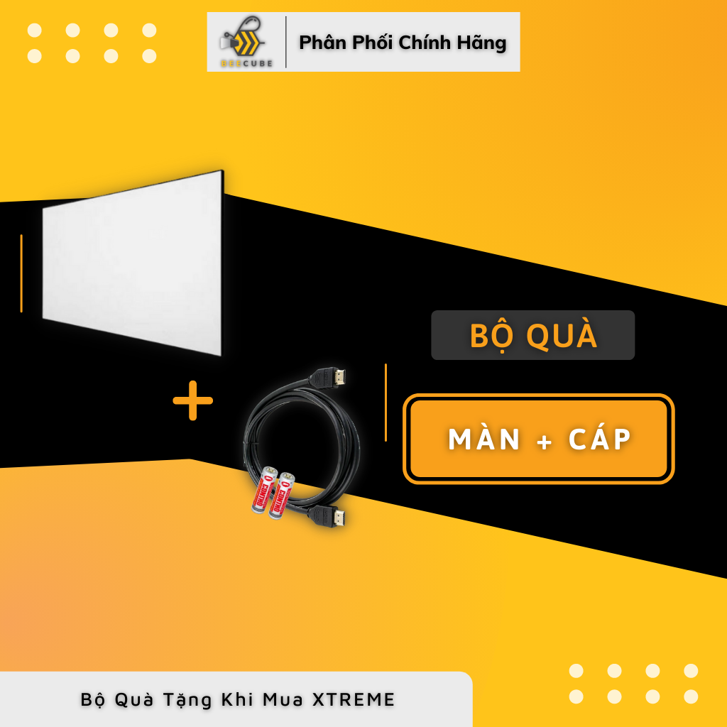Bộ quà tặng màn chiếu + cáp hdmi khi mua máy chiếu beecube xtreme