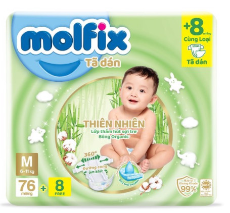 Tã dán bỉm quần molfix thiên nhiên bobby huggies l xl xxl xxxl"