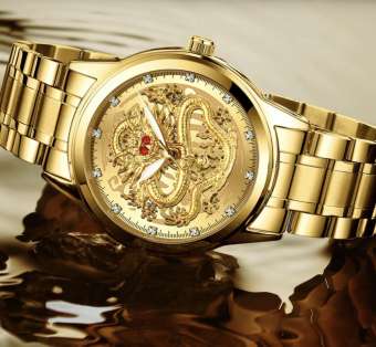 combo 5 chiếc ĐỒNG HỒ NAM HÌNH RỒNG VÀNG MẮT ĐỎ 3D  tặng pin