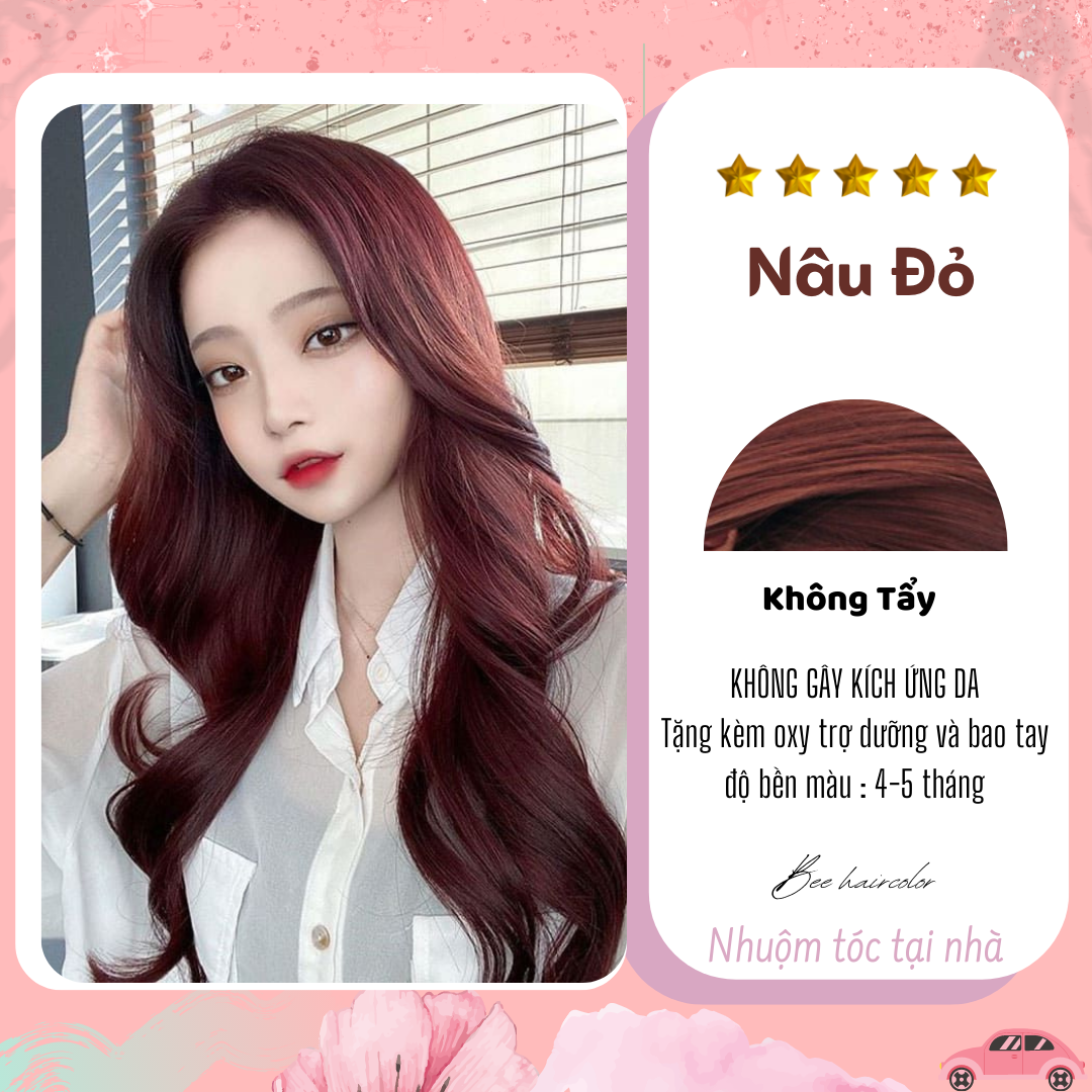 Kem nhuộm tóc nâu đỏ . kem nhuộm tóc tại nhà không tẩy