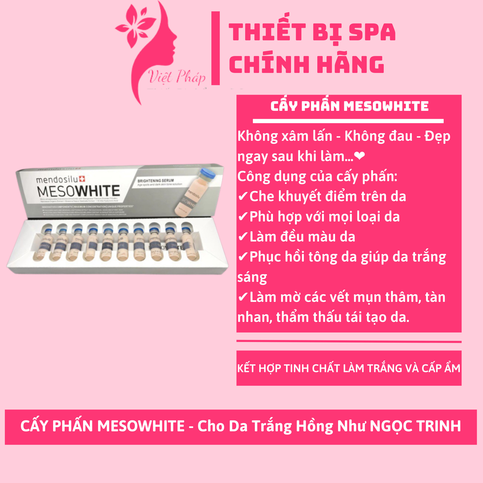 Cấy phấn trắng da mặt meso white Chuẩn Hàn