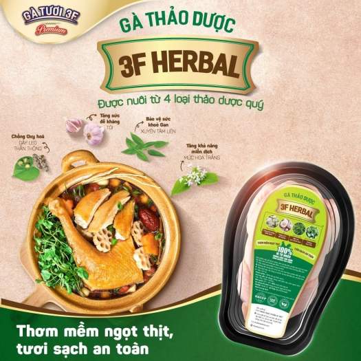 Gà 3F Herbal 1.2kg tươi mới mỗi ngày [HCM] - Gà thảo dược cao cấp không kháng sinh
