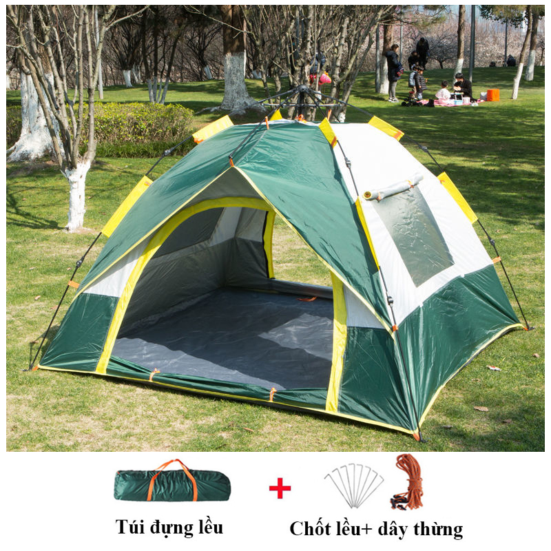 Lều Cắm Trại Dã Ngoại Tự Bung Cao Cấp - Dùng Cho 3-4 Người , Chống Nước , Chống Tia UV