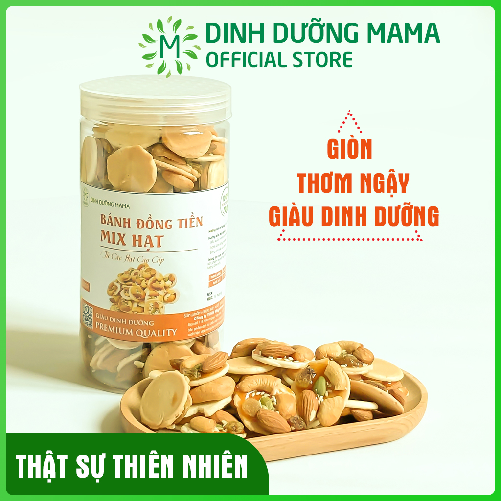 Bánh đồng tiền mix hạt dinh dưỡng mama bánh mix hạt cao cấp 500g hạnh nhân nho khô hạt điều ăn kiêng giảm cân ma003