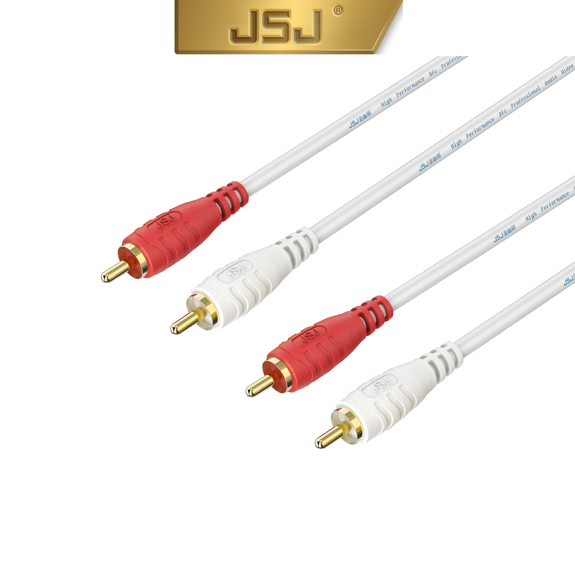 Dây tín hiệu 4 đầu bông sen (AV/RCA) JSJ 4421 dài 1.8m - 15m thiết kế dạng 4 đầu dây đúc liền mạch khả năng co giãn của dây tốt đầu cắm được gia công mạ vàng đảm bảo tín hiệu tốt