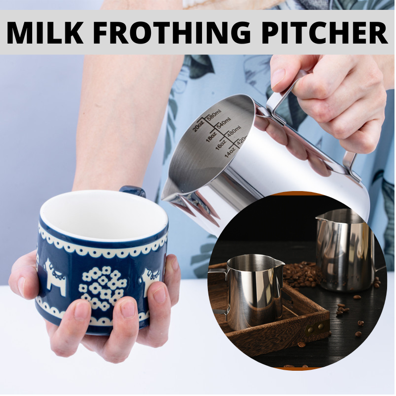 Stainless Steel Graduated Milk Frothing Pitcher - 16 oz