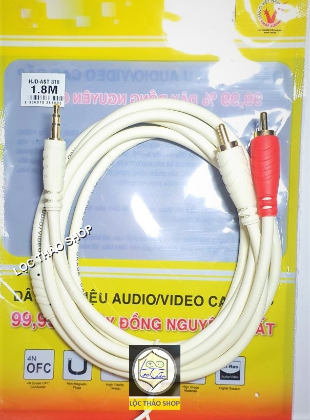 [HCM]Cáp loa Jack 3.5mm ra 2 đầu bông sen AV dài 1.8M