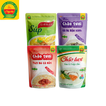 COMBO MIX Cháo tươi & Súp Nui thịt bằm - Mở gói ăn ngay - Bí quyết ăn dặm tuyệt vời