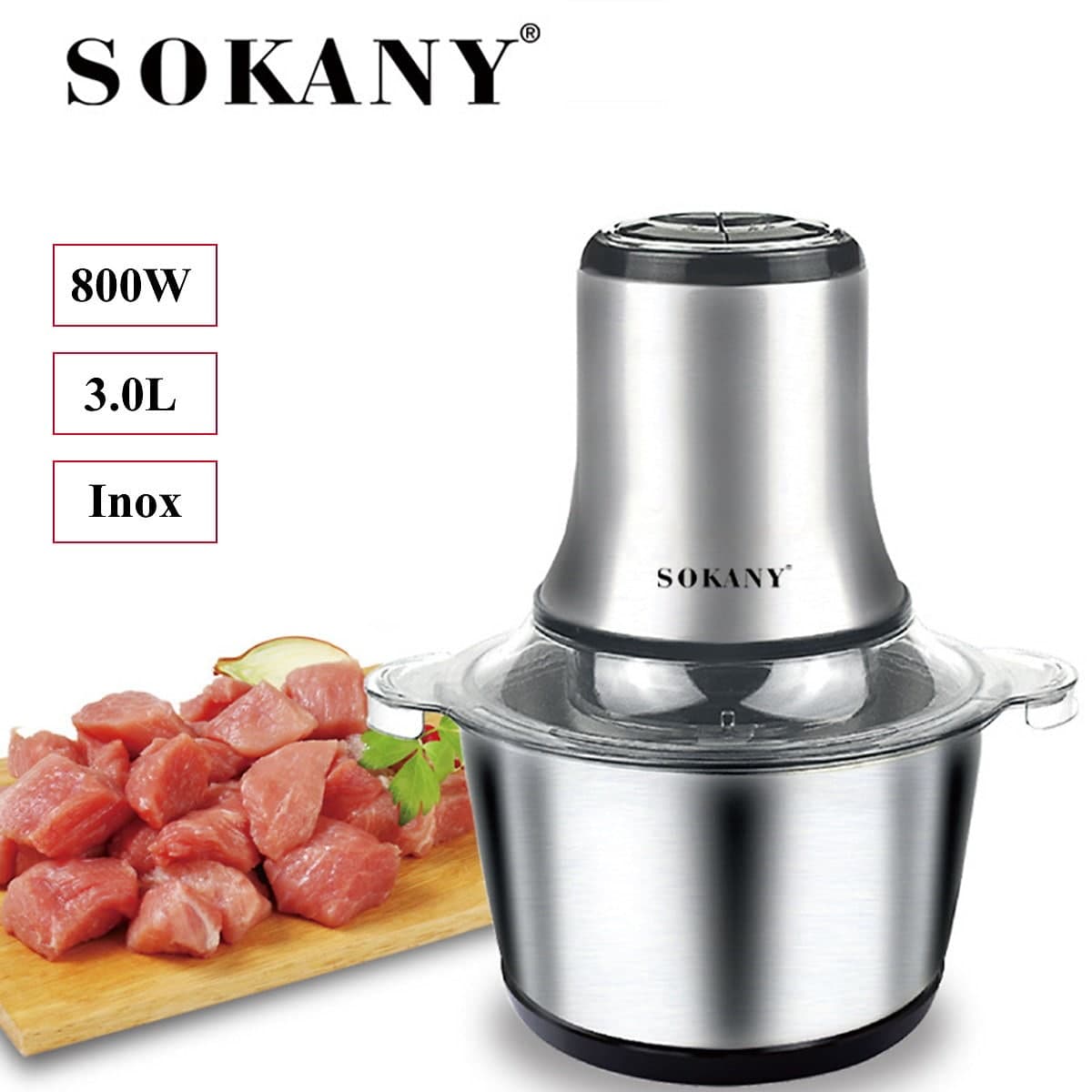 Máy xay sinh tố đa năng sokany, máy xay thịt đa năng, dung tích 3l, công suất lớn bảo hành 12 tháng,