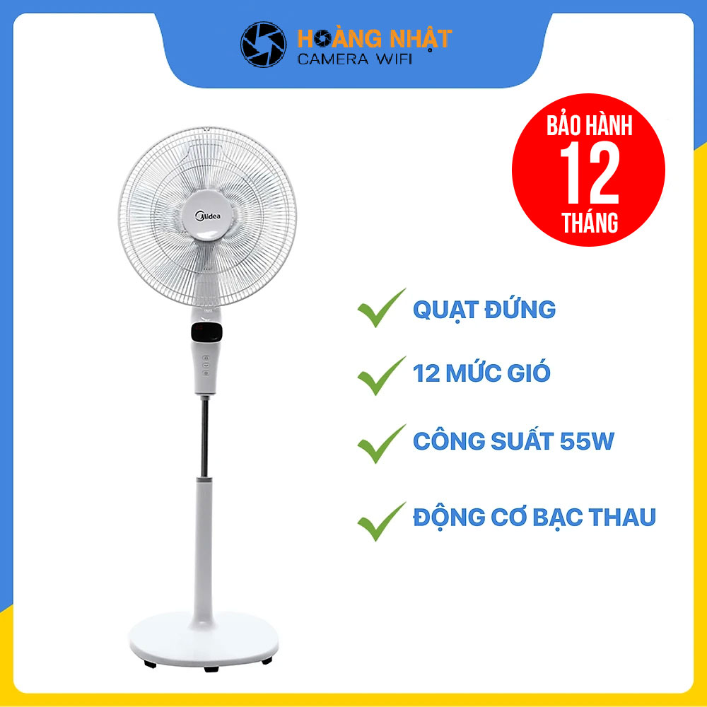 Quạt gió điện đứng midea fs40-15dr 55w 12 mức gió làm mát cho phòng khách - điều khiển cảm ứng - hẹn giờ lên đến 12h - hàng chính hãng - bảo hành 12 tháng