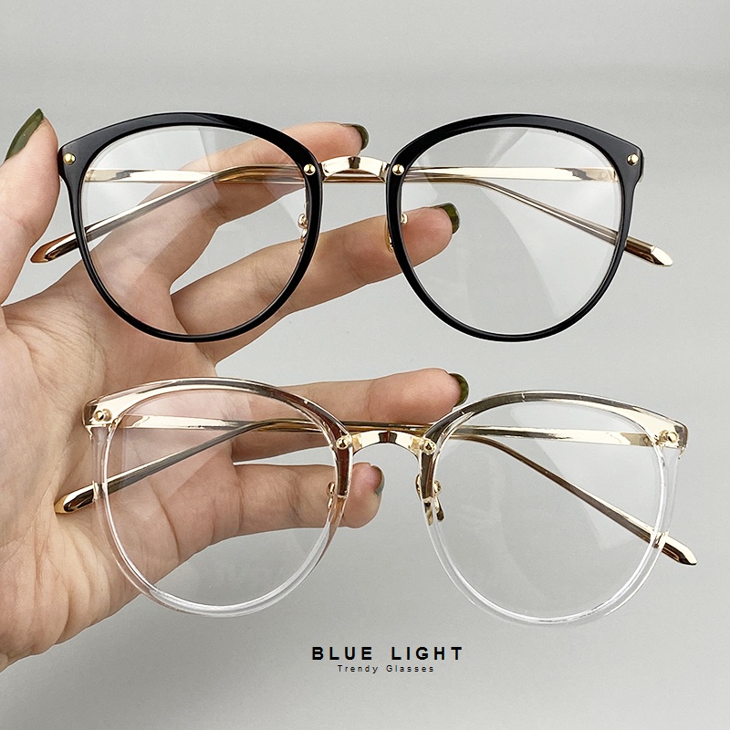 Gọng Kính Cận Kính Giả Cận Nam Nữ Mắt Mèo Gọng Vàng Đen Trong Suốt Hàn Quốc - BLUE LIGHT