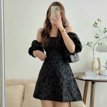 Đầm Gấm Tay Phồng 2 Lớp Có Mút Ngực