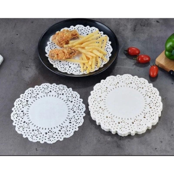 Giấy thấm hút dầu đồ ăn thực phẩm tròn họa tiết hoa,Giấy nến hoa gói bánh lót nồi (Gói 150 tờ)