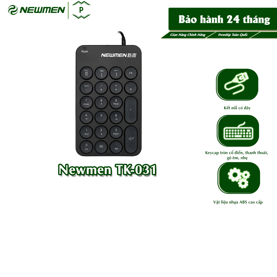 Bàn Phím Số Newmen TK-031 (Tròn Cổ Điển ) - Hàng Chính Hãng