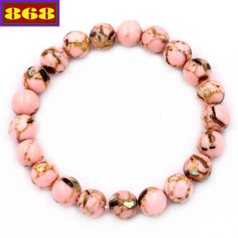 Chuỗi tay san hô hồng phấn sọc 8 ly - Vòng chuỗi phong thủy