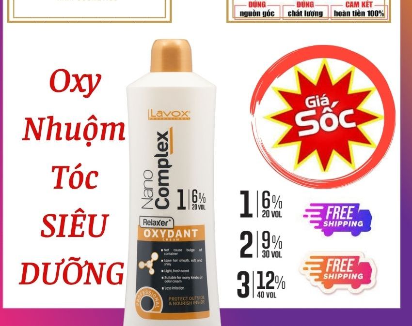 [[HCM -CHÍNH HÃNG ]] Oxy Nhuộm Tóc SIÊU DƯỠNG NANO COMPLEX LAVOX chai 1000ml(6%9%,12%),Mùi Thơm Nhẹ,Không Rát Da Đầu mã OXY01