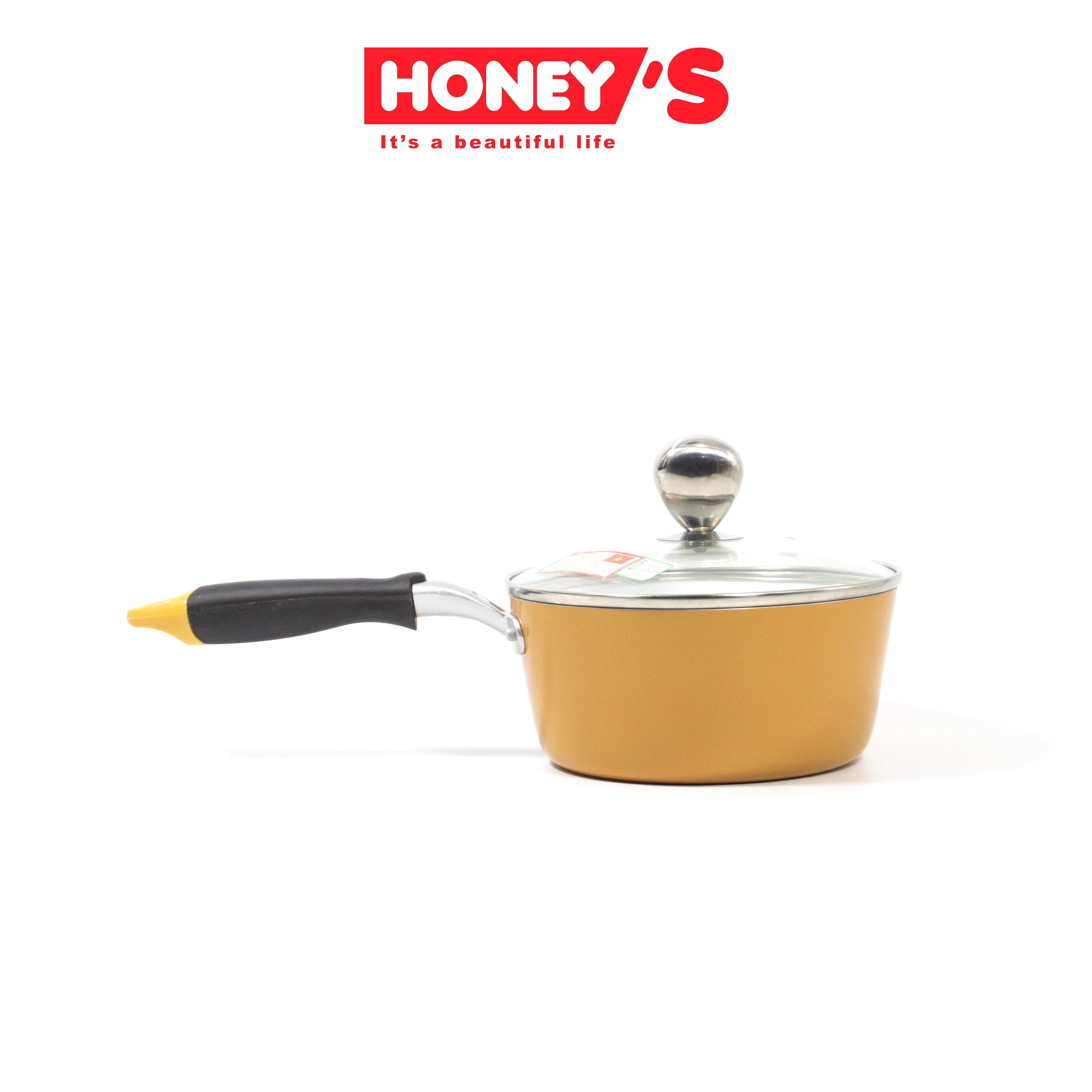 Nồi phủ sứ chống dính an toàn Honey's HO-AP2C182 , bền, chống dính, không bong tróc, Size 18 cm